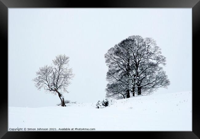 Trees in snow Framed Print by Simon Johnson