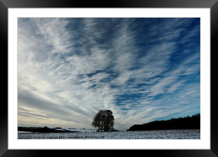 Trees clouds and sky Framed Mounted Print by Simon Johnson