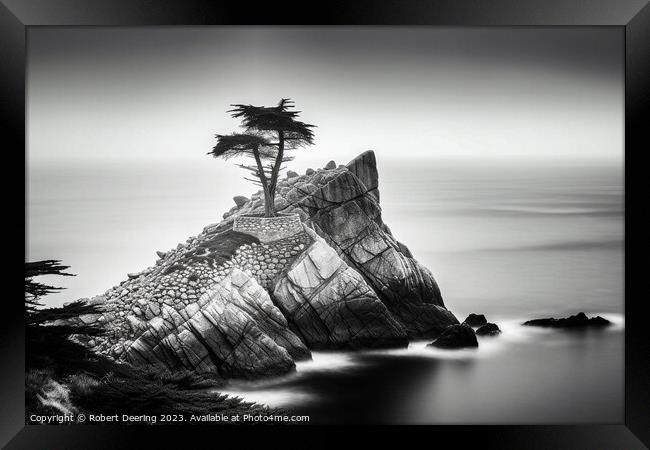 Lonesome Cypress Tree Monterey Framed Print by Robert Deering