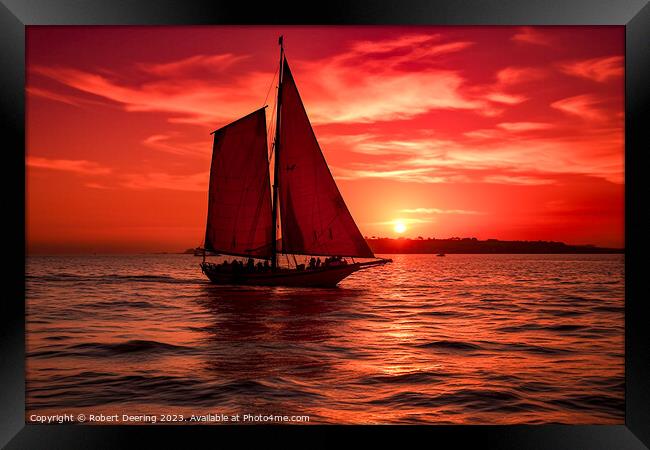 Sailing Into The Sunset Framed Print by Robert Deering
