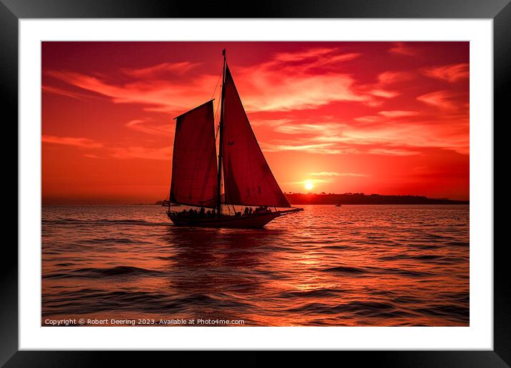 Sailing Into The Sunset Framed Mounted Print by Robert Deering