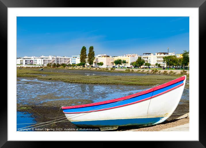 Ria Formosa Boat Fuseta Algarve Portugal Framed Mounted Print by Robert Deering