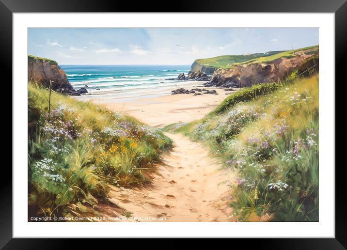 sandy beach path Framed Mounted Print by Robert Deering