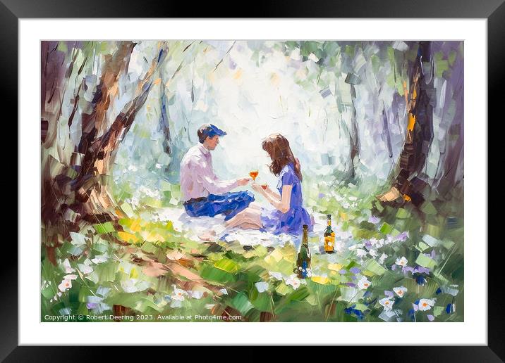 Picnic In The Woods Framed Mounted Print by Robert Deering