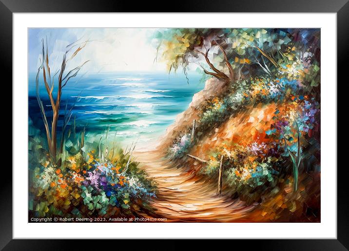 Tropical Path To The Sea Framed Mounted Print by Robert Deering