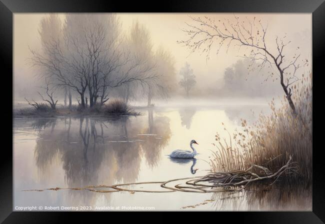 Swan Lake Framed Print by Robert Deering