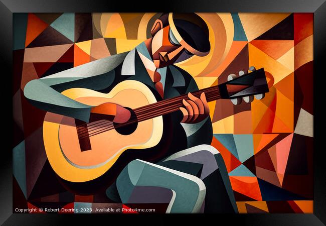 Traditional Guitar Player Framed Print by Robert Deering