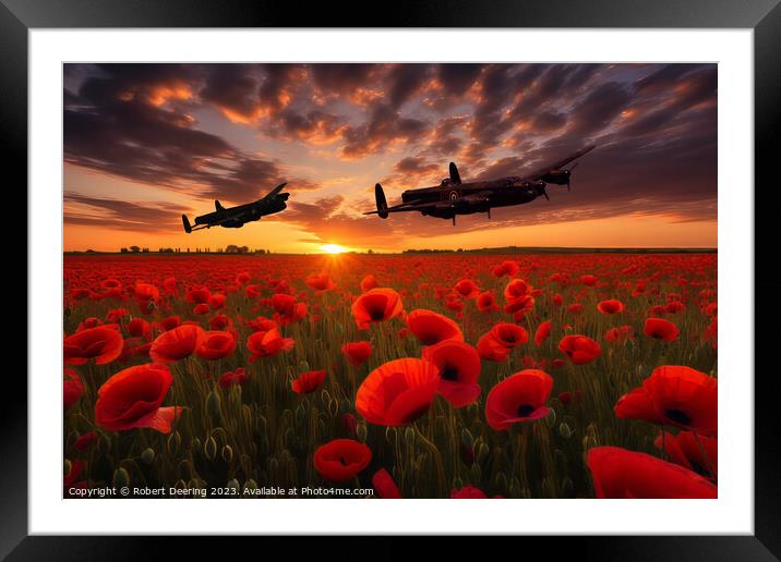 Sunset Skies, Lancaster Bombers Roar Framed Mounted Print by Robert Deering