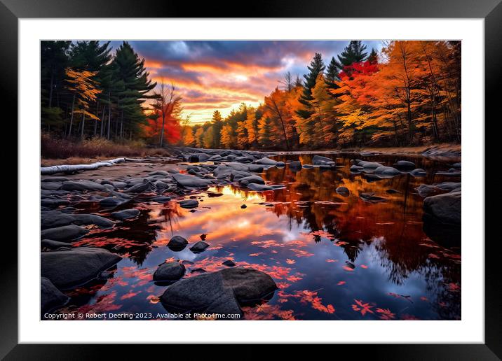 New England Fall Sunset Framed Mounted Print by Robert Deering