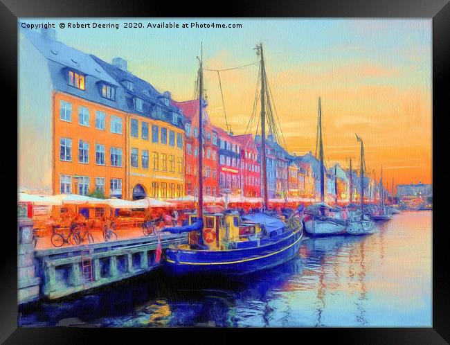 Port at Nyhavn Copenhagen Framed Print by Robert Deering