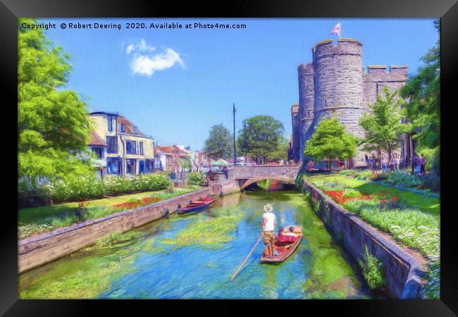 Punting on the river Stour Canterbury Framed Print by Robert Deering
