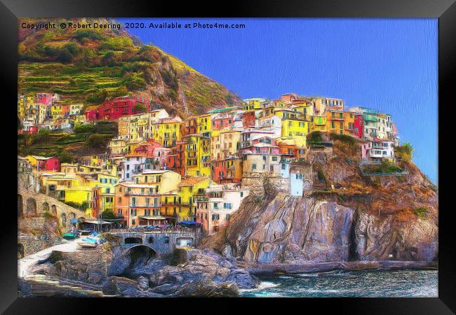 Manarola Cinque Terre Italy Framed Print by Robert Deering