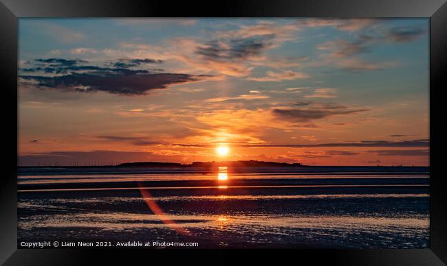 Springtime Hilbre Sunset  Framed Print by Liam Neon