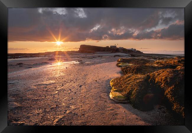 Splash of Light on Hilbre Island, Wirral Framed Print by Liam Neon