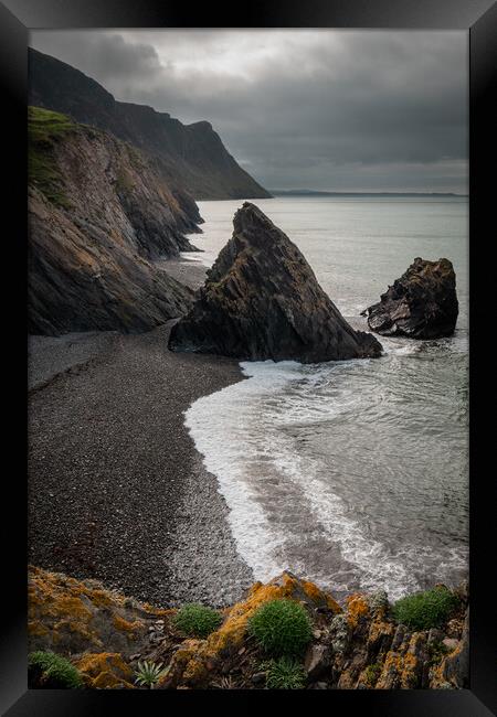Toblerone Sea Stacks at Trefor Framed Print by Liam Neon