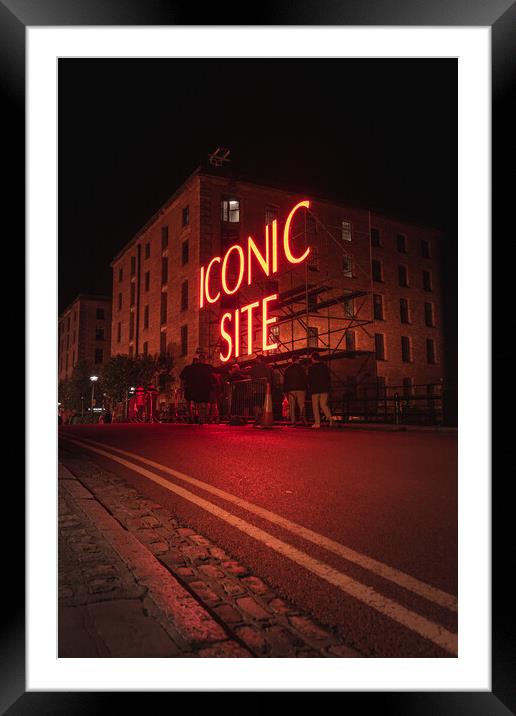 Iconic Site at Liverpool River of Light Trail Framed Mounted Print by Liam Neon