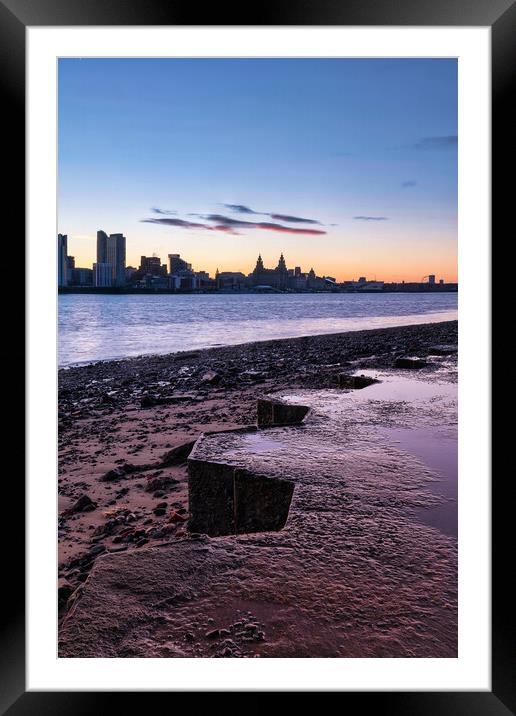 Sunrise over Liverpool and the River Mersey Framed Mounted Print by Liam Neon