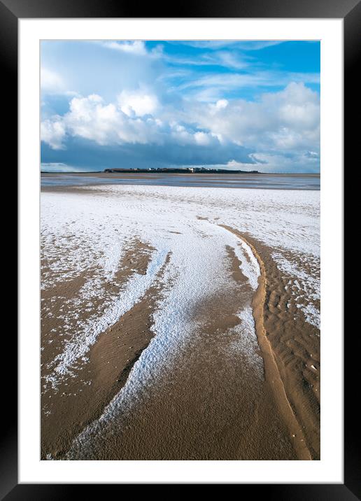 Snowy Hilbre Island  Framed Mounted Print by Liam Neon