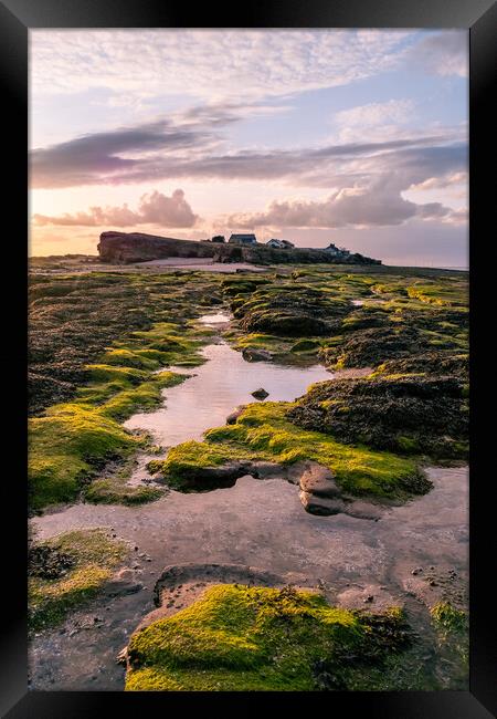 Hilbre Rock Pools at Sunset Framed Print by Liam Neon