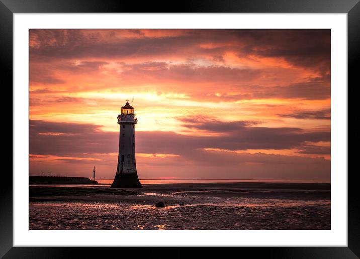 Fire Skies at New Brighton Framed Mounted Print by Liam Neon