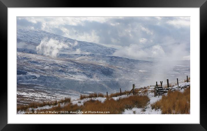 A winter walk up Mount Snowdon Framed Mounted Print by Liam Neon