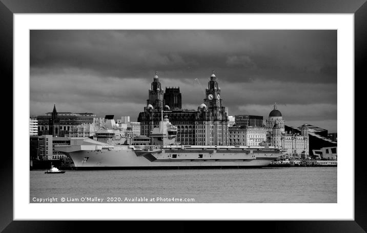 HMS Prince of Wales in Liverpool Framed Mounted Print by Liam Neon