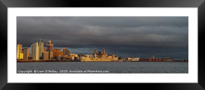 HMS Prince of Wales and the three graces Framed Mounted Print by Liam Neon