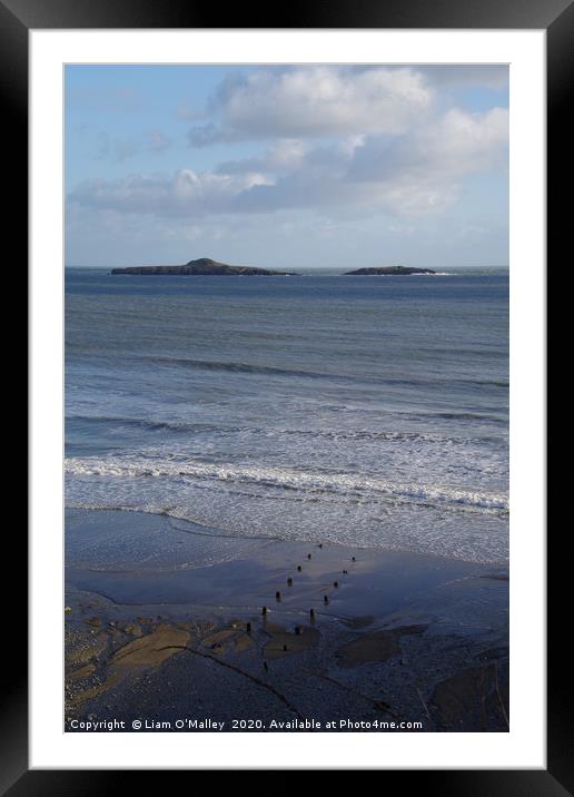 Aberdaron Posts run out to sea Framed Mounted Print by Liam Neon