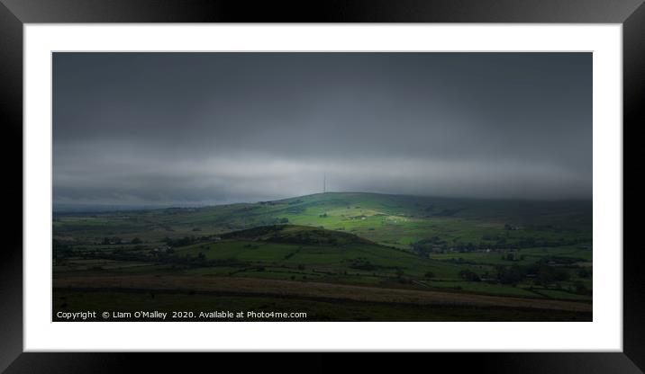 Radio Mast In A Stormy Sky, North Wales Framed Mounted Print by Liam Neon