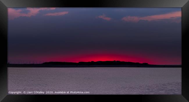 Hilbre Island Sunset Pink Fire Framed Print by Liam Neon