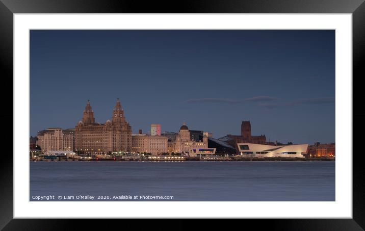 Liverpool Waterfront Evening Illumination Framed Mounted Print by Liam Neon