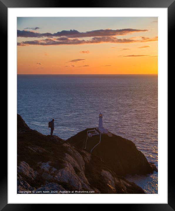 Sunset at South Stack Anglesey Framed Mounted Print by Liam Neon