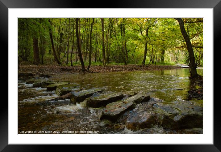 Nant Mill Stepping Stones Framed Mounted Print by Liam Neon