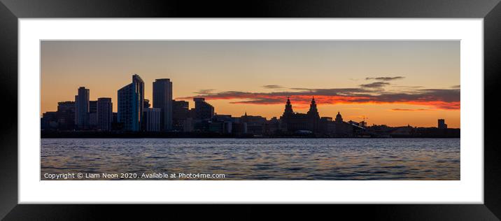 Day Breaks over the Liverpool Waterfront Framed Mounted Print by Liam Neon