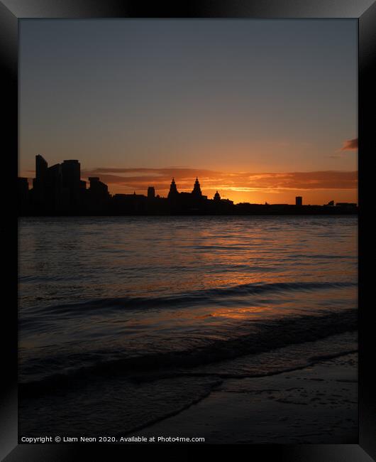 Golden Mersey Shores Framed Print by Liam Neon