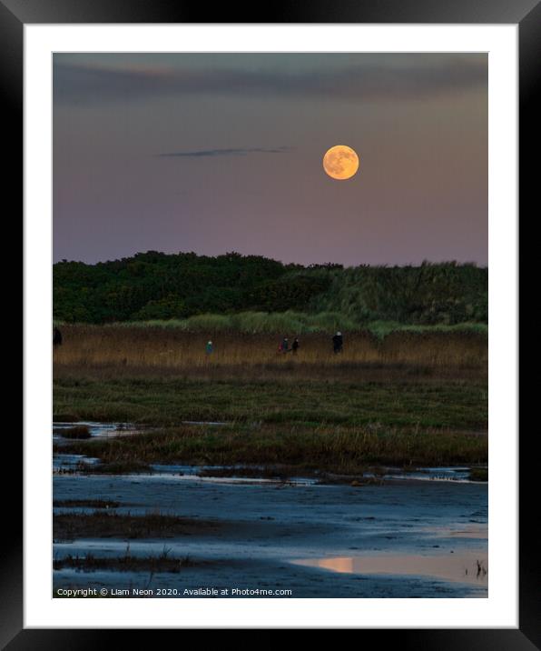 Hoylake Beach Moonrise Framed Mounted Print by Liam Neon