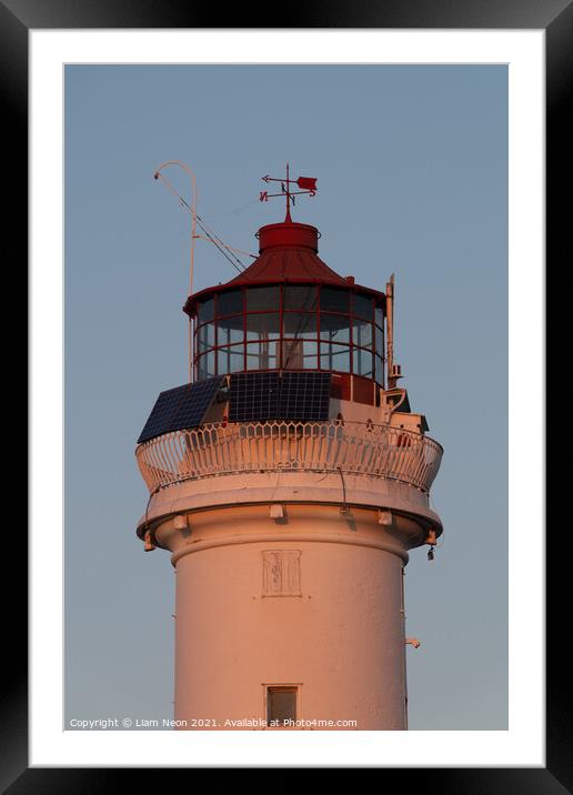 Golden New Brighton Lighthouse Framed Mounted Print by Liam Neon