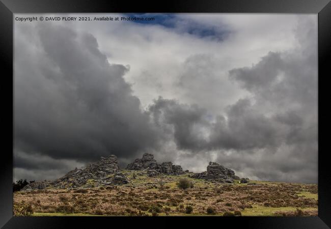 Hound Tor after the storm Framed Print by DAVID FLORY