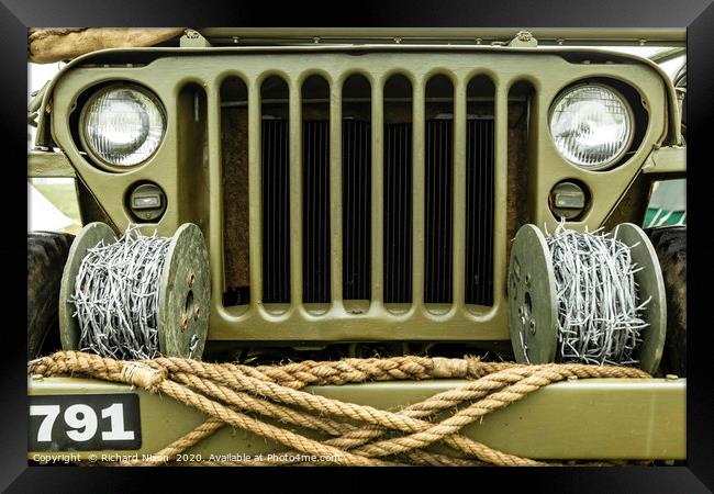 Willys Jeep Barbed Wire Framed Print by Richard Nixon