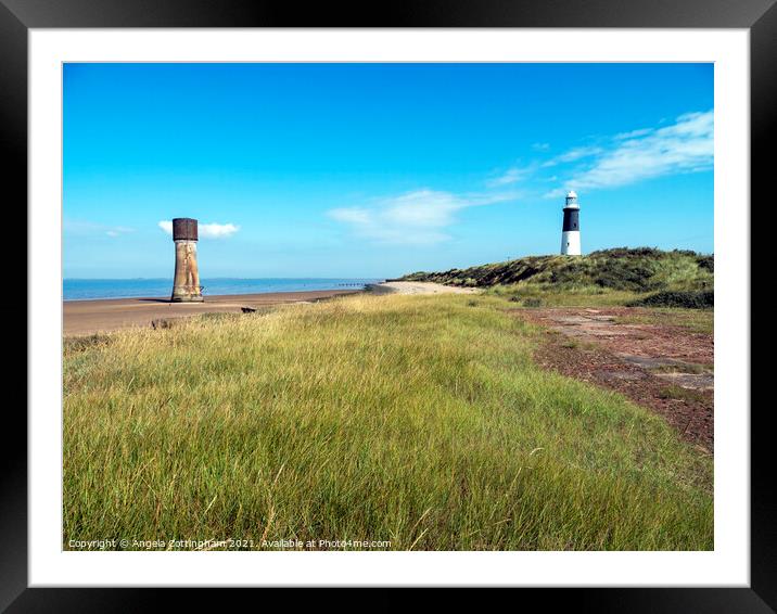 Old and New Lighthouses at Spurn Point Framed Mounted Print by Angela Cottingham