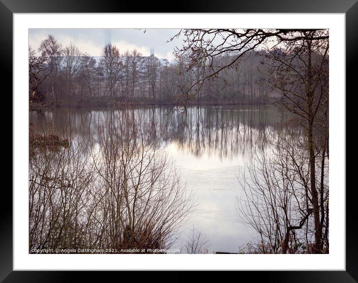 Reflection at Barlow Mere Framed Mounted Print by Angela Cottingham