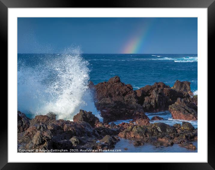 Crashing wave at Puerto de la Cruz Framed Mounted Print by Angela Cottingham