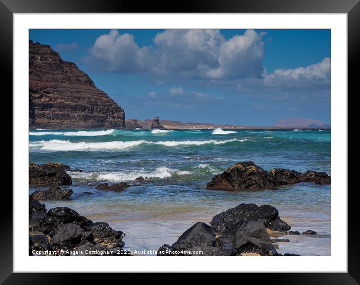 Orzola Coast, Lanzarote Framed Mounted Print by Angela Cottingham