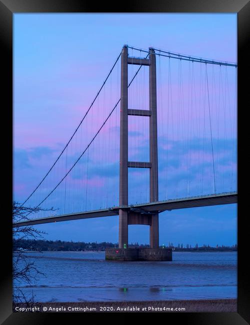 Humber Bridge Tower Framed Print by Angela Cottingham