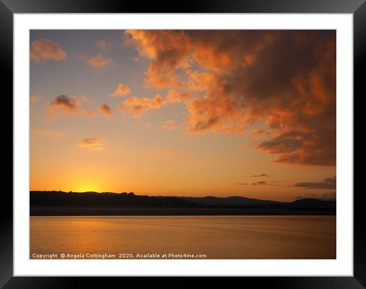 Glowing Arnside Sunset Framed Mounted Print by Angela Cottingham