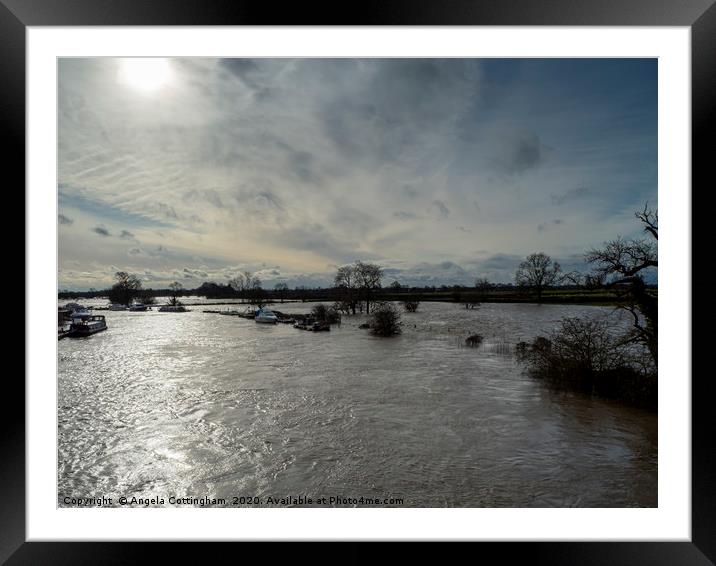 Flooded River Ouse Framed Mounted Print by Angela Cottingham