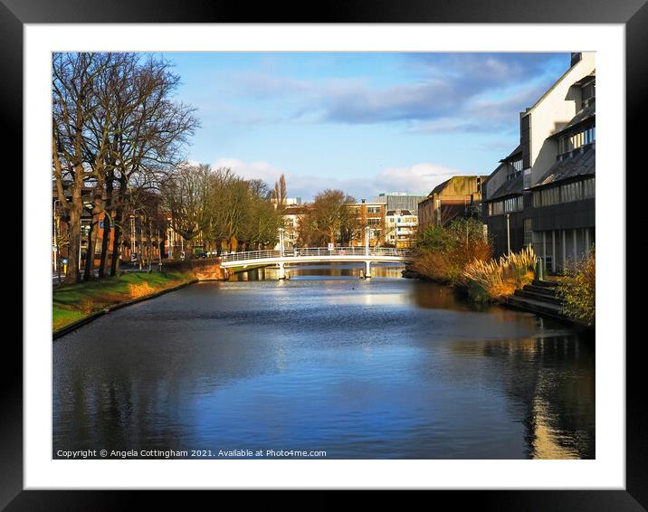 Bridge and canal in Leiden, the Netherlands Framed Mounted Print by Angela Cottingham