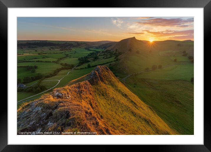 Sunset over Chrome Hill, seen from Parkhouse Hill Framed Mounted Print by Lewis Gabell