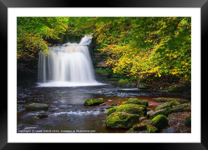 Autumn at Cauldron Falls Waterfall, West Burton Framed Mounted Print by Lewis Gabell