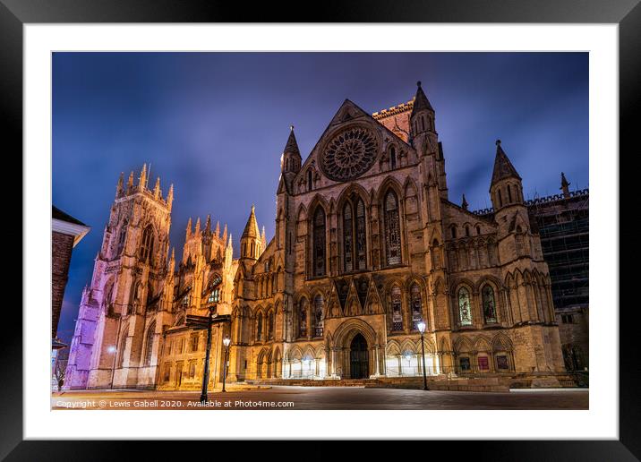 York Minster Cathedral illuminated at night Framed Mounted Print by Lewis Gabell